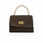 Mila İnci Saplı Kahve El Çantası