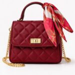 Bordo Fularlı Kapitone Çanta