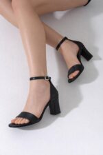Lina Siyah Minimal Topuklu Sandalet