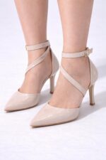 Nude Gloss Çapraz Bantlı Topuklu - Görsel 5