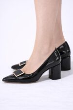 Luna Siyah Rugan Blok Topuklu - Görsel 2