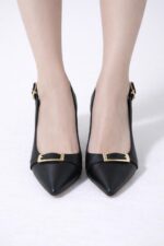 Noir Bella Çift Tokalı Topuklu Ayakkabı - Görsel 3