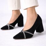 Mira Siyah Süet X Taşlı Ayakkabı