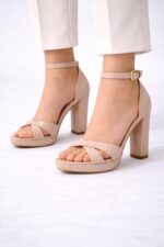 Elisa Bej Yüksek Platform Sandalet - Görsel 4