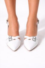 Luna Beyaz Zarif Tokalı Stiletto - Görsel 3