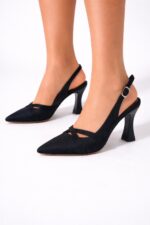 Luna Siyah Süet Slingback Topuklu - Görsel 5