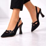 Vesper Siyah Çift Tokalı Slingback