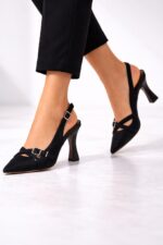 Vesper Siyah Çift Tokalı Slingback