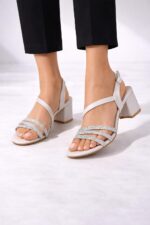 Elara Bej Işıltılı Blok Topuk - Görsel 3