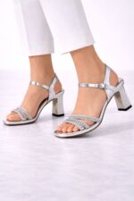 Luna Silver Işıltılı Topuklu Sandalet