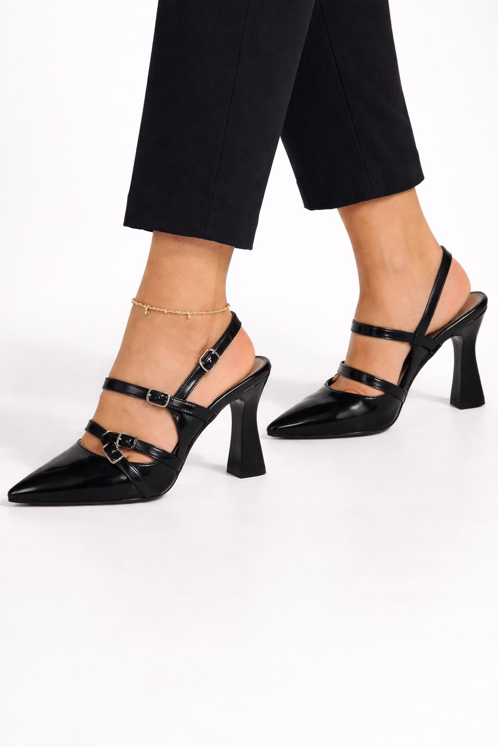 WhatsApp Image 2026-02-19 at 01.05.24 Luna Siyah Çift Tokalı Topuklu Ayakkabı - Görsel 1