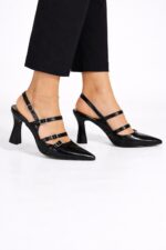 Luna Siyah Çift Tokalı Topuklu Ayakkabı - Görsel 4