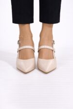 Luna Rugan Slingback Topuklu Ayakkabı – Bej - Görsel 4