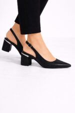 Luna Siyah Slingback Topuklu Ayakkabı - Görsel 4