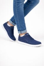 Lacivert Günlük Konfor Erkek Sneaker – Beyaz Tabanlı Casual Ayakkabı