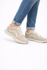 Bej Günlük Erkek Sneaker – Keten Dokulu Casual Ayakkabı