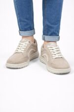 Bej Günlük Erkek Sneaker – Keten Dokulu Casual Ayakkabı - Görsel 2