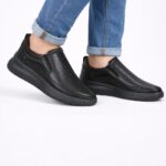 Siyah Hakiki Deri Erkek Slip-On – Delikli Yazlık Konfor Ayakkabı