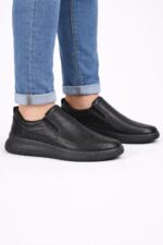 Siyah Hakiki Deri Erkek Slip-On – Delikli Yazlık Konfor Ayakkabı - Görsel 2