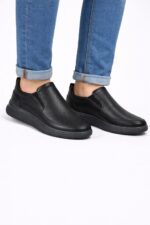 Siyah Hakiki Deri Erkek Slip-On – Delikli Yazlık Konfor Ayakkabı - Görsel 5