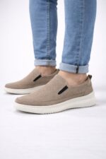 Bej Erkek Slip-On Ayakkabı – Delikli Yazlık Konfor Model - Görsel 3