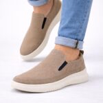 Bej Erkek Slip-On Ayakkabı – Delikli Yazlık Konfor Model