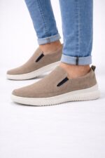 Bej Erkek Slip-On Ayakkabı – Delikli Yazlık Konfor Model - Görsel 5