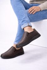 Kahverengi Erkek Slip-On Ayakkabı – Hakiki Deri Günlük Konfor Model - Görsel 2