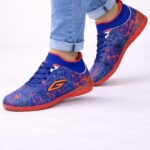 Mavi Turuncu Erkek Halı Saha Ayakkabısı – Desenli Performans Model