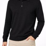 Siyah Uzun Kollu Basic Polo Yaka Erkek sweatshirt