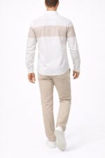 Erkek Beyaz Çizgi Detaylı Uzun Kollu Gömlek - Görsel 5