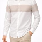 Erkek Beyaz Çizgi Detaylı Uzun Kollu Gömlek