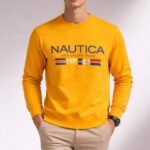 Erkek Sarı Nautica Logo Baskılı Sweatshirt