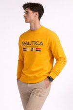 Erkek Sarı Nautica Logo Baskılı Sweatshirt - Görsel 5