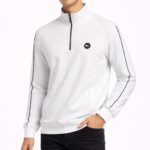 Beyaz Erkek Yarım Fermuarlı Dik Yaka Sweatshirt