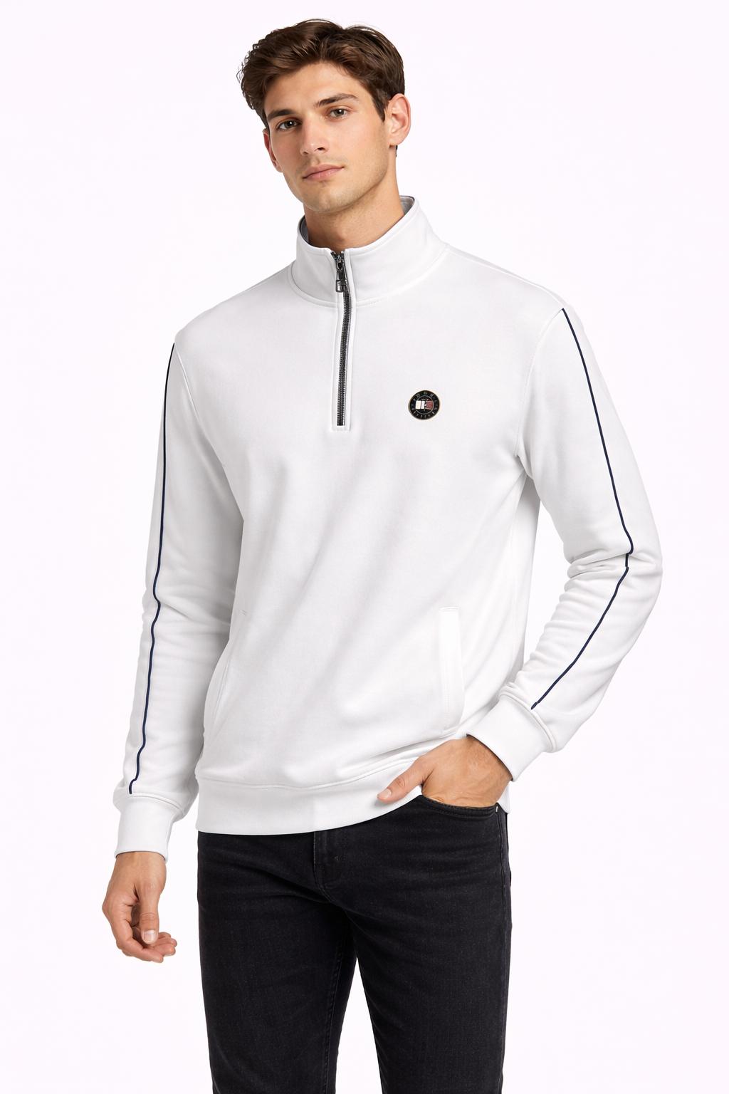 WhatsApp Image 2026-02-20 at 21.11.38 Beyaz Erkek Yarım Fermuarlı Dik Yaka Sweatshirt - Görsel 1