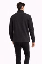 Erkek Siyah Tam Fermuarlı Polar Ceket – Dik Yaka - Görsel 5